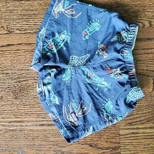 Boys' Summer Swim Shorts | Beachwear Elastic Waist Shorts | Blue Graphic Shorts